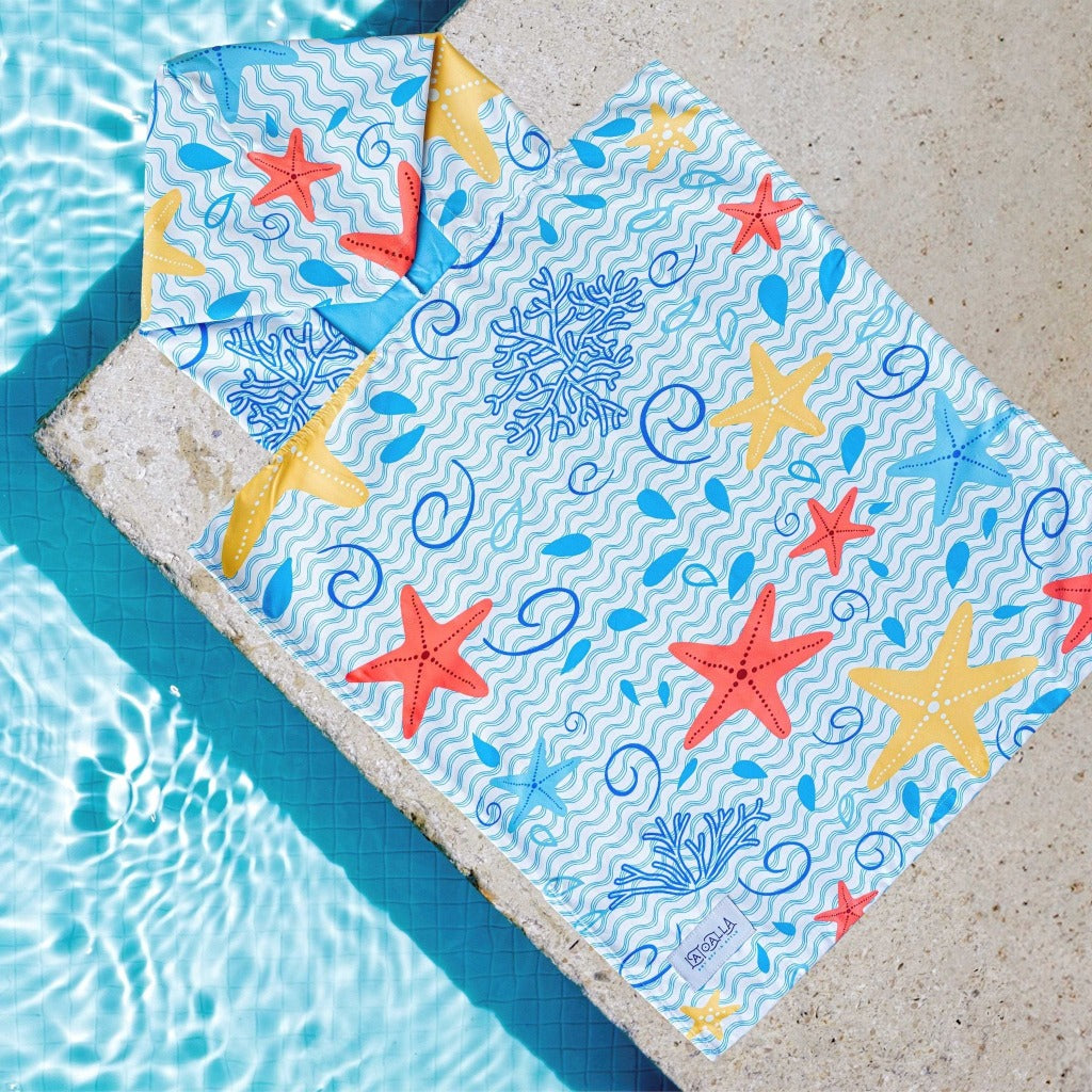 Kids Beach Poncho - Ocean Doodles